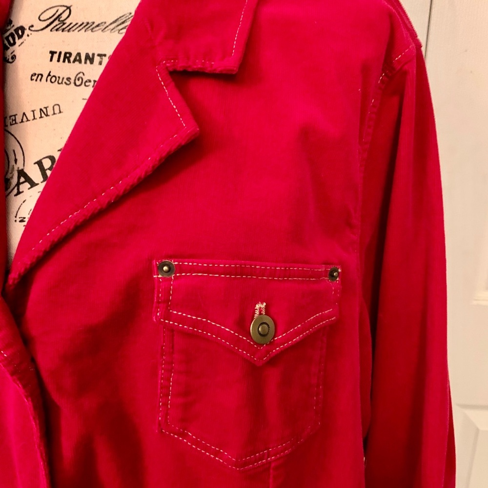 Darling red Denim & Co corduroy blazer